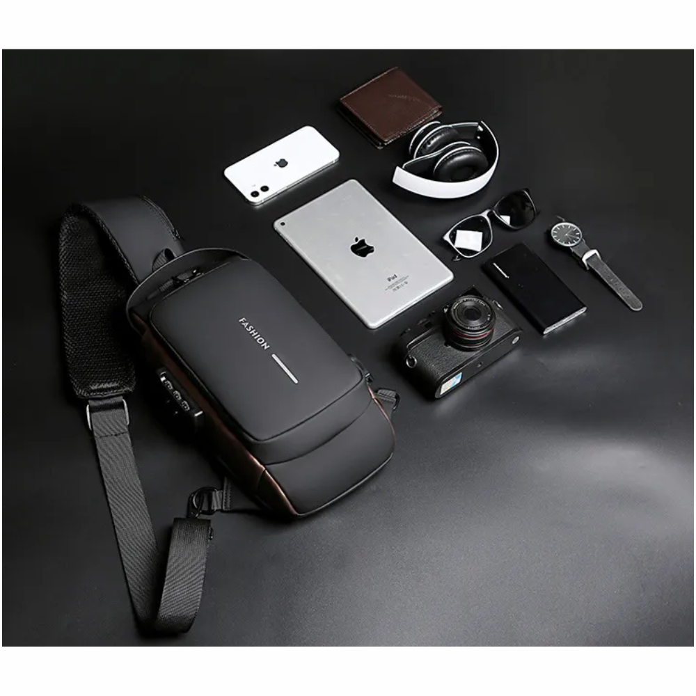 BOLSO DE HOMBRO ANTIRROBO IMPERMEABLE USB