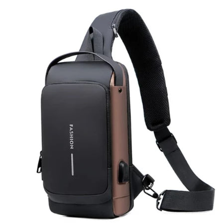 BOLSO DE HOMBRO ANTIRROBO IMPERMEABLE USB